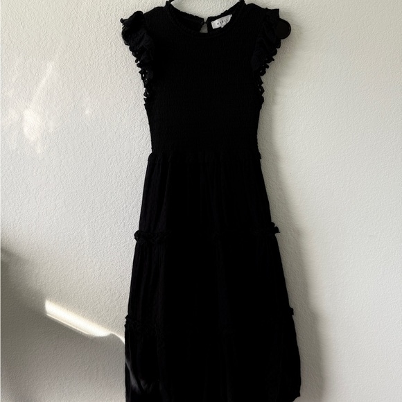 MARBLE Black Ruched Maxi Dress with Flutter Sleeves - Picture 1 of 9